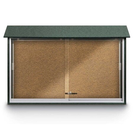United Visual Products Outdoor Enclosed Combo Board, 72"x36", Brnz Frame/Wht Porc & Ultramarine UVCB7236ODBZ-WHTPORC-ULTMAR